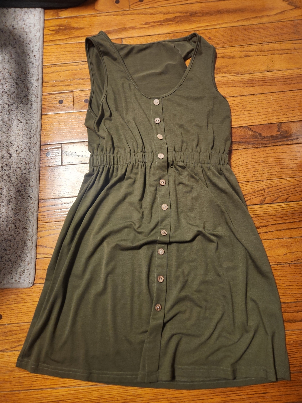 SHEIN Olive Green Sleeveless Button-Front Mini Dress